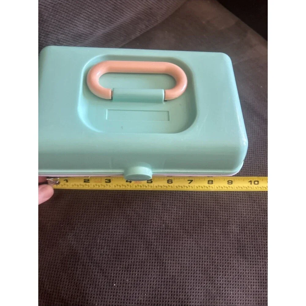 Vtg Caboodles Purple Teal Makeup Storage Case 9x5x4”